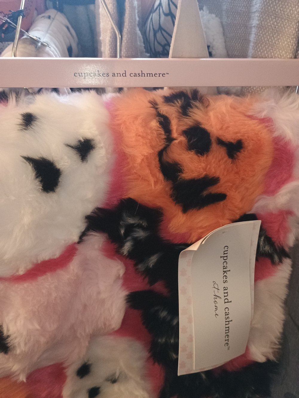 cupcakes & cashmere Pink, Orange, White & Black Faux Fur Accent Pillow - Picture 2 of 3